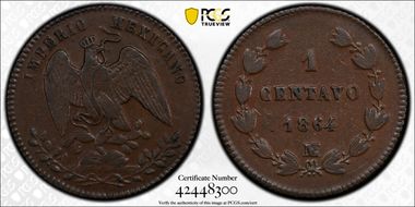 1864-M 1C Maximilian AU53BN