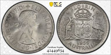 1959(m) Florin KM-60  Ag MS64