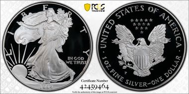 1994-P $1 Silver Eagle PR70DCAM