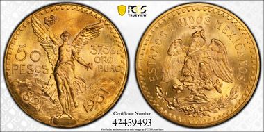 1931 50 Peso KM-481  Au MS65