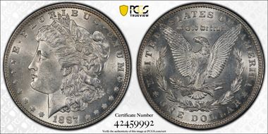 1887 $1 VAM 12, Alligator Eye AU58