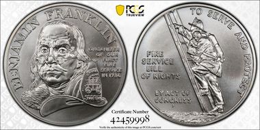 (1992)-P Medal Fire Sevice Silver Matte MS70
