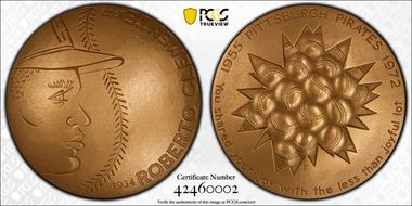 1972-P Medal D1972-1b Bronze Roberto Clemente Large MS67