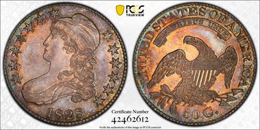 1828 50C Square 2, Small 8s, Lg. Letters MS65