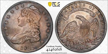 1834 50C Small Date, Small Letters MS64