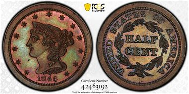 1846 1/2C Restrike, Rev. of 1840 PR65BN