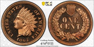 1864 1C Copper Nickel PR66+ CAM