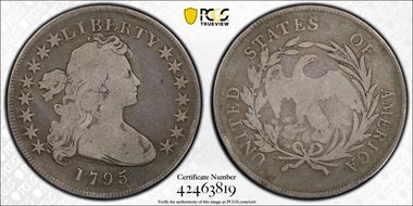 1795 $1 Draped Bust, Off-Center VG10