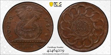 1787 Fugio 1C Newman 1-Z, Raised Rims MS64BN