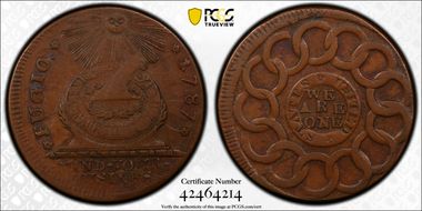 1787 Fugio 1C Newman 10-T, 1 Over Horiz. 1 AU55BN