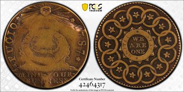 '1787' Fugio 1C New Haven Restrike, Gold Newman 103-EE VF20