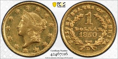 1850-D G$1 AU50