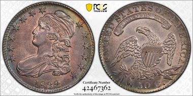 1832 50C Small Letters AU58