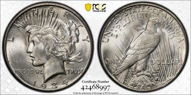 1934-S $1 MS64