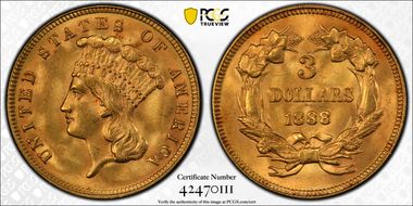 1888 $3 MS63