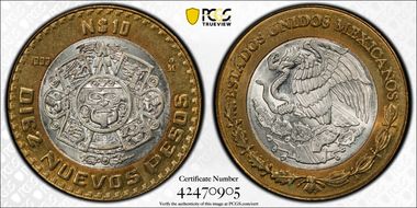 1993-Mo 10 Peso MS66
