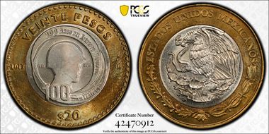 2013-Mo 20 Peso Mexican Army MS64