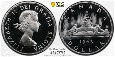 1963 S$1 PL67CAM