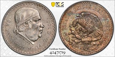 1947-Mo Peso KM-456  Ag MS62