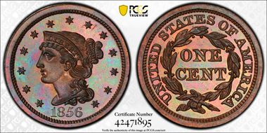 1856 1C Slanted 5 PR66BN