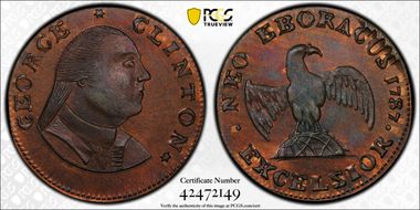 (1787) Copper George Clinton - Eagle Bolen Fantasy MS66RB