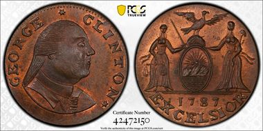 (1787) Copper George Clinton - Excelsior Bolen Copy MS65RB