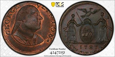 (1787) Copper George Clinton - Excelsior Bolen Copy MS66RB