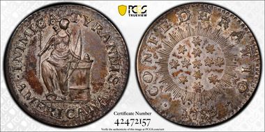 (1863) Token Inimica Tyrannis Silver Bolen Copy MS65