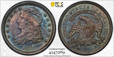 1837 10C Capped Bust MS64