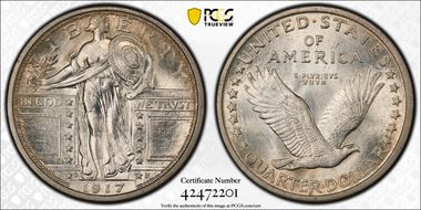 1917-D 25C Type 1 MS64FH