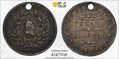 (c.1841) Token GW-164 Var Silver Holed PE Tyrant Alcohol XF45