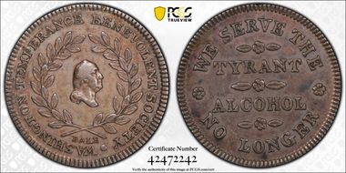 (c.1841) Token GW-163 Silver PE Tyrant Alcohol, 2nd Dies AU55