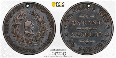 (c.1841) Token GW-164 Var Silver Holed PE Tyrant Alcohol XF45