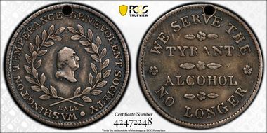 (ca. 1841) Token GW-163, Tyrant Alcohol, 2nd Dies XF40