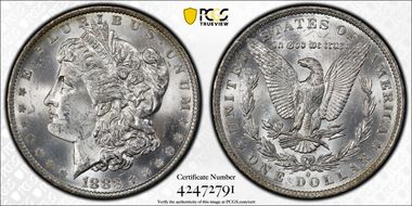 1883-O $1 VAM 36A, Partial E Rev MS63