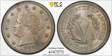 1883 5C No CENTS MS63