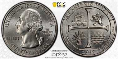 2019-W 25C San Antonio Missions NP MS65
