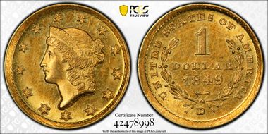 1849-D G$1 MS62+