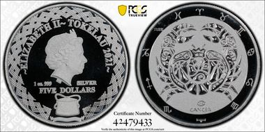 2021 $5 Cancer Zodiac Series MS69