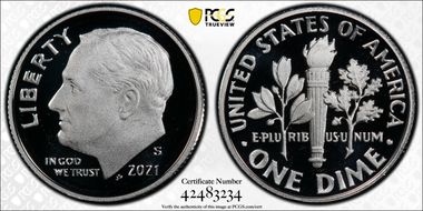 2021-S 10C Silver First Strike PR67DCAM