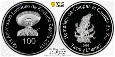 2019 Medal Emiliano Zapata 100 Yrs. Ag PR67DCAM