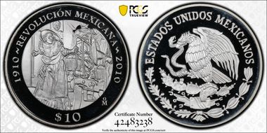 2010-Mo 10 Peso La Soldadera "Adelita" PR68DCAM