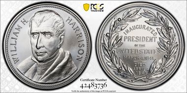 (2021) Medal William H. Harrison "1841" Silver Matte Finish First Strike MS70