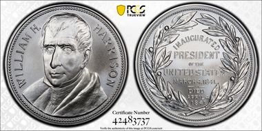 (2021) Medal William H. Harrison "1841" Silver Matte Finish First Strike MS70