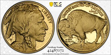 2021-W $50 American Buffalo .9999 Fine Gold First Strike PR70DCAM