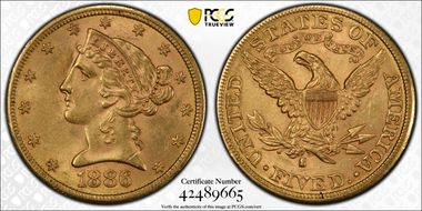 1886-S $5 MS62