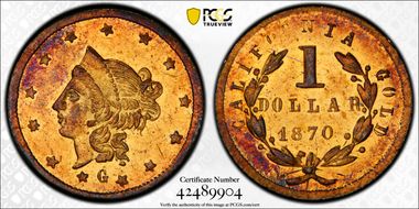 1870 G$1 BG-1202 MS62PL