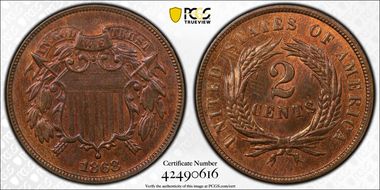 1868 2C MS64BN