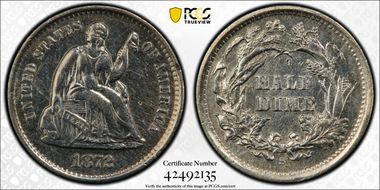 1872-S H10C Mintmark Below Bow N1