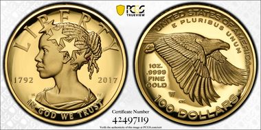 2017-W $100 American Liberty High Relief PR69DCAM